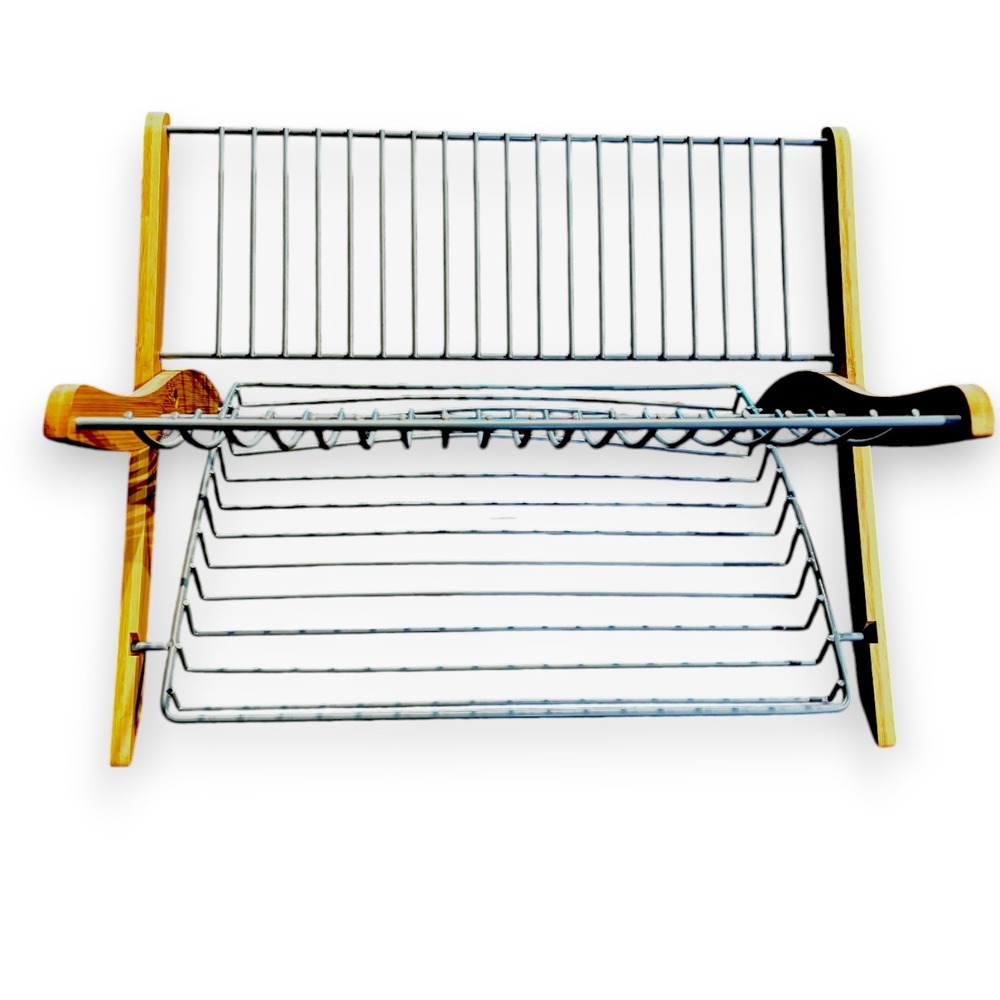 Umbra Bamboo Wire Dish Drying Rack‎ Jordan Murphy Design Natural Wood Folding